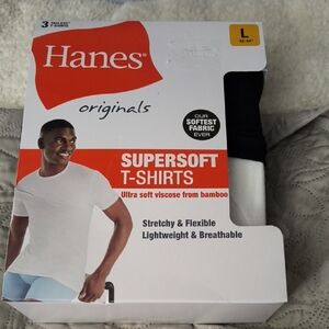 Hanes Originals Supersoft T-Shirts - Black and White, Grey
